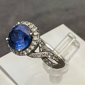 14k white gold blue and white sapphires ring